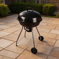 Barbecue portable d'extérieur robuste en acier inoxydable thermolaqué moderne avec chariot