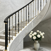 Balustres d'escalier en alliage d'aluminium LD-Metal au design moderne, noir et or laiton, pour la décoration intérieure des balcons et escaliers de villas