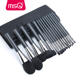 Msq Chuyên Nghiệp 15Pcs Màu Đen Tổng Hợp Tóc Tay Cầm Bằng Gỗ Fan Hâm Mộ Bàn Chải Thiết Lập Chất Lượng Cao Cấp Nền Tảng Che Khuyết Điểm Bàn Chải Cạo Râu - Product Image 3