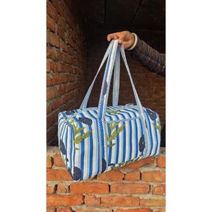 Handcrafted Cotton Quilted Duffle Bag With Unique Traditional <b>Block</b> Print Stylish Lightweight Durable And Spacious Bag - Product Image 3