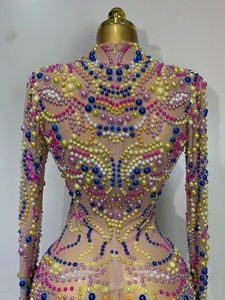 Minivestido <span class=keywords><strong>de</strong></span> <span class=keywords><strong>Mujer</strong></span> Brillante con Pedrería <span class=keywords><strong>Roja</strong></span>, Sexy, <span class=keywords><strong>para</strong></span> Cumpleaños, Boda, Fiesta <span class=keywords><strong>de</strong></span> Graduación, Drag Queen, Cantante, Actuación en Escenario - Product Image 2