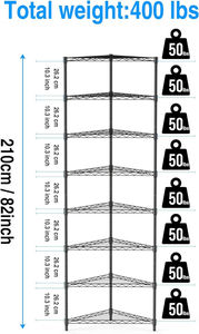 Black 5 Tier <b>Industrial</b> Steel NSF <b>Corner</b> Wire <b>Shelf</b> Shelving with Corrosion Protection and Leveling Feet - Product Image 5