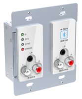 Dante 4x3 Stereo Poe Switch Jaringan Digital Audio Video/VGA Splitter Converter Panel Dinding Web-UI/Dante Controller Optik/RCA