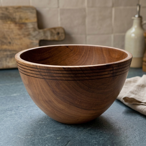 Tazón Grande de Madera de Acacia Pulida para Ensaladas, Frutas y Verduras, Diseño Vintage Único, Ecológico, Seguro para Alimentos, Ligero, Ideal para Servir en Fiestas - Product Image 1