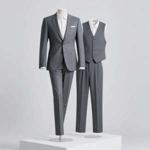 Men's/Women's Single Breasted Business <b>Suits</b> 3-Piece Set Breathable Anti-Static Stylish Italian Anti-Wrinkle Customizable Colors - Product Image 2