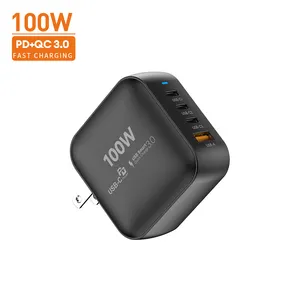 Carregador de entrega de energia Vina, adaptador universal para viagem, carregador duplo USB-C 65W 100W Gan para iphone 8 13 14 15