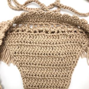 Traje de Baño de Ganchillo Hecho a Mano Personalizado para Mujer, Bikini con Cuello en V y Push-Up, con Lazos Laterales Triangulares, Conjunto de Dos Piezas - Product Image 6