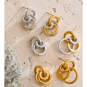 JINYOU 2813 Nouveaux arrivages <span class=keywords><strong>Boucles</strong></span> d'oreilles <span class=keywords><strong>multi</strong></span>-<span class=keywords><strong>anneaux</strong></span> en acier inoxydable plaqué or Exquises Hypoallergéniques <span class=keywords><strong>Boucles</strong></span> d'oreilles pour tous les jours - Product Image 2