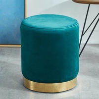 Tabouret en métal et tissu doré clair, style INS, pour salon, usage domestique, petit pouf, chaise basse tendance pour changer de chaussures ou se maquiller