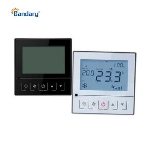 Bandary White Black 24V 0-10 Output 2-pipe Touch Screen Programmable Modbus RS485 Fan Coil Thermostat