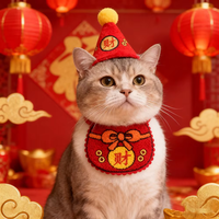 Ensemble de bavoirs et bandanas brodés pour animaux de compagnie, style chinois, pour le Nouvel An et le Festival du Printemps, costume de Noël pour chiens et chats