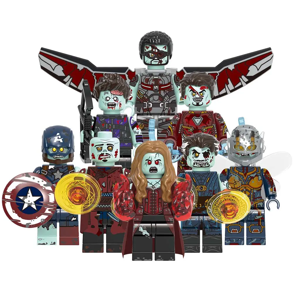 X0325 Zombie Super Heroes Scarlet Witch Wasp Wong Fal-con Hawkeye Man Character Mini Action Building Block Figure Kids Toys