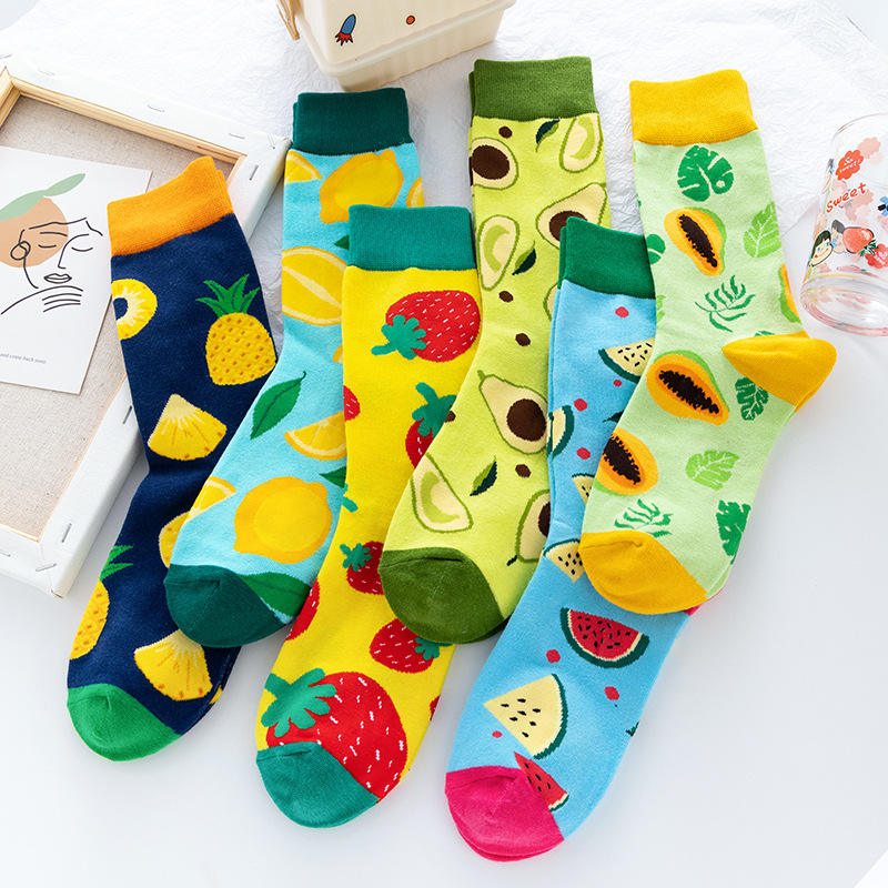Customized Socks logo Fashion Men Dress Cotton Novelty Funny Fruit Pizza Ice Cream Food Unisex Socks