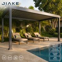 Pergola en aluminium résistant à la corrosion Jiake avec toit à lames motorisées pour jardin au bord de la piscine, gazebo bioclimatique extérieur OEM/ODM