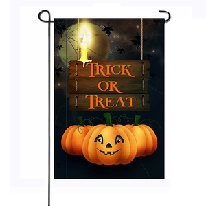 Venta al por mayor 12x18 doble cara sublimación calabaza bruja Feliz Halloween arpillera <span class=keywords><strong>jardín</strong></span> bandera vacaciones exterior patio decoraciones - Product Image 5