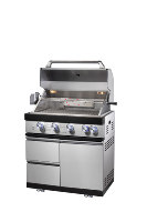 Cuisine extérieure haut de gamme avec barbecue à gaz, plan de travail en marbre et structure en acier inoxydable pour jardin