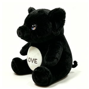 Cerdito de peluche personalizado con bordado de AMOR para San Valentín, suave compañero para dormir, animal de granja de peluche, regalo único de cerdito negro para niñas - Product Image 2