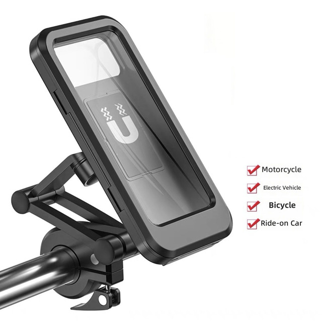 Waterproof Magnetic Bike handlebar Mobile Phone Holder Case Touch Screen Front Frame Phone Pouch Bag for Cycling Bike Motorcycle