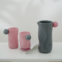 Ensemble de gobelets à eau en verre coloré personnalisé avec logo, réutilisables, art moderne, uniques, avec couvercle, plusieurs tailles, résistants à la chaleur, vente en gros