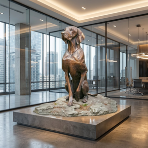 Escultura de bronce artesanal fundido por la técnica de la cera perdida de un <span class=keywords><strong>Vizsla</strong></span> - Postura de caza totalmente realista y patina artística, escultura de bronce - Product Image 5