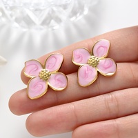 Boucles d'oreilles Bowei Jewelry, nouveau style français, fleur à quatre pétales, acier inoxydable, niche