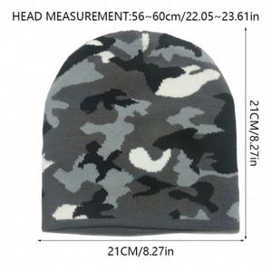 Gorro de Punto Acrílico Personalizado con Estampado Jacquard a Cuadros y Camuflaje, para Ciclismo al Aire Libre, Unisex, Talla Única - Product Image 3