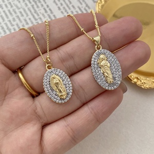 Collier pendentif ovale en ZIRCON brillant Vierge <span class=keywords><strong>Marie</strong></span> et Saint Jude, bijoux religieux catholiques pour femmes, cadeau pour la prière quotidienne à l'église - Product Image 5