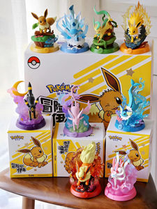Vente en gros de figurines d'anime mignonnes <span class=keywords><strong>Poke</strong></span> Mon Original Aventura Eevee, ornements de bureau brodés à la main, rembourrage en coton PP, pour cadeau d'anniversaire - Product Image 2