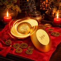 Patung Ingot Emas Feng Shui dari Kuningan Padat Yuanbao Ornamen Penarik Kekayaan Dekorasi Kemakmuran Cina Hadiah Wisuda Meja Kantor Keberuntungan.