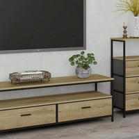 Organiseurs de commode en tissu style ferme moderne avec 3 tiroirs et structure en acier pour le rangement du salon