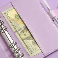 Carnet de voyage en cuir PU A6 avec logo personnalisé, enveloppes pour argent liquide, défi d'épargne, portefeuille, planificateur budgétaire, classeur à 6 anneaux