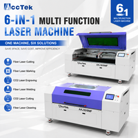 Machine laser à fibre 6 en 1, nettoyeur laser portatif, soudeuse, découpeuse CNC, graveur laser CO2 130W pour métal et non-métal