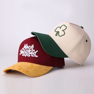 Casquette de baseball unisexe personnalisée de haute qualité, broderie 3D de luxe, streetwear, casquette de sport, sergé de coton, bordure en daim contrastée - Product Image 1