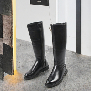 Bottes Martin noires à tige haute, bout pointu, fermeture éclair, style motard pour l'été - Product Image 3