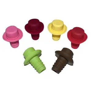 Hot Sale New Costom Funny Wine Bottle Stopper Silicone Wine Stopper Plastic Stopper Custom Hat Shape Silicone Wine Bottle