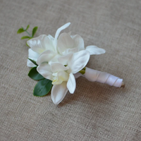 Korsase Bunga Anggrek Putih Baru, Renda, Bunga Buatan, Klasik Modern 11x12cm, Eucalyptus, Corsage Pernikahan, Pin Lapel Elegan