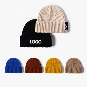 Wholesale luxury knit slouchy beanie hat winter warm snood caps beanie unisex knitted hats