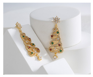 Pendientes de Zirconia Coloridos y Elegantes para Navidad, Pendientes de Zirconia con Forma de Árbol de Navidad y Copo de Nieve - Product Image 2