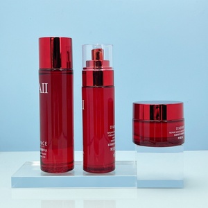 Wholesale 30ml 50ml 100ml Cosmetic Packaging Container Set Red <b>Empty</b> Skincare Lotion Glass Bottle - Product Image 3