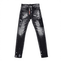 Jean en denim patchwork noir et gris style hip-hop, coupe slim western, streetwear, taille mi-haute, délavé printemps, vente en gros OEM