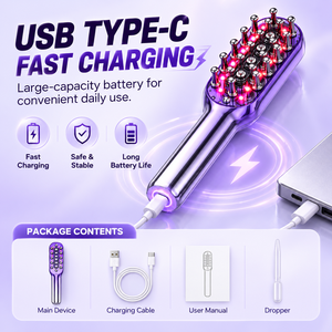 Red Light <b>Hair</b> Growth Scalp <b>Massager</b> EMS Waterproof Lithium Battery Powered <b>Hair</b> Care <b>Brush</b> for Home Salon Travel - Product Image 5