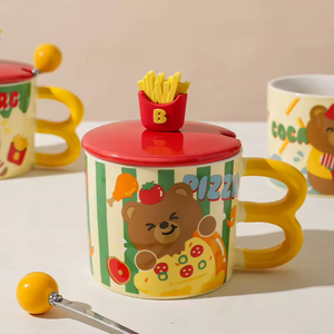 <b>Large</b>-Capacity Cute Bear Fries <b>Mug</b> Creative High-Value Cartoon Ceramic Water Cup for Household Use - Product Image 4