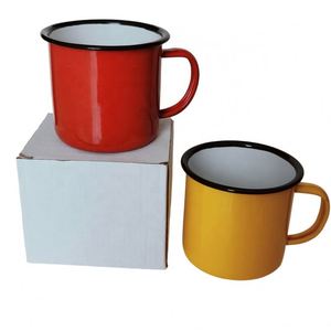 350ml Custom Camping Large 350ml 12oz Vintage Sublimation Coffee Stainless Steel Rim Stackable Water <b>Cup</b> <b>Enamel</b> Mug - Product Image 3