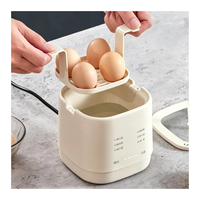 Pemasak Telur Cepat Rumah Tangga, Pemasak Telur Mini 300W untuk Telur Kukus, Pemasak Telur Pintar Otomatis Penuh, Mesin Perebus Telur Elektrik