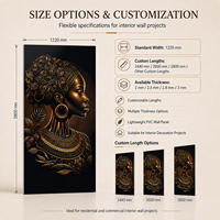 Panel de Pared de PVC con Impresión UV 3D de Retrato Dorado MORLENX, Impermeable y Fácil de Limpiar, para Salones de Hotel y Paredes Decorativas