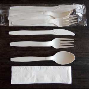 Wholesale Eco Friendly Biodegradable Disposable Plastic CPLA Corn Starch Cornstarch <b>Fork</b> and Spoon - Product Image 4