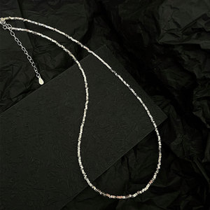 Collar de Plata de Ley 925 para Mujer, Diseño de Nicho, Sensación de Alta Gama, Hecho a Mano con Cuentas, Plata Irregular Ligera para Bodas - Product Image 2