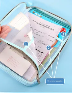 حقيبة ملفات شفافة مقاومة للماء من البلاستيك PVC مع سحاب، حافظة مستندات بلاستيكية بأحجام A3 و<span class=keywords><strong>A4</strong></span> وA5 وA6 - Product Image 5