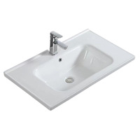 Lavabo rectangulaire en céramique moderne, série 60/70/80/90 cm, installation en vasque, grand lavabo avec un design moderne et simple