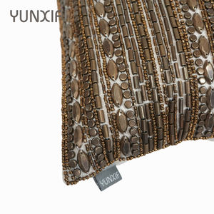 Trending Custom Pillowcases Luxury Vintage Premium Fabric Beaded Striped Square Throw Pillow Covers for Living Room Decor - Product Image 5